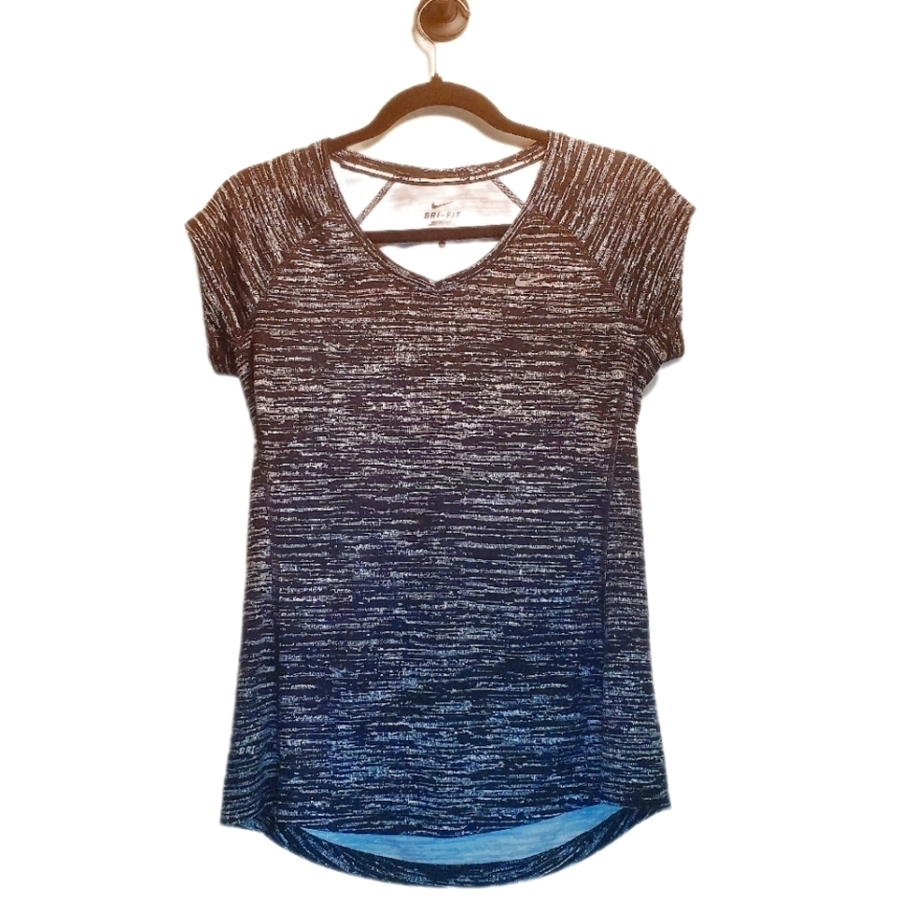 NIKE RUNNING DRI-FIT "Miler" Activewear Short Sleeve V Neck Top Women's Size S